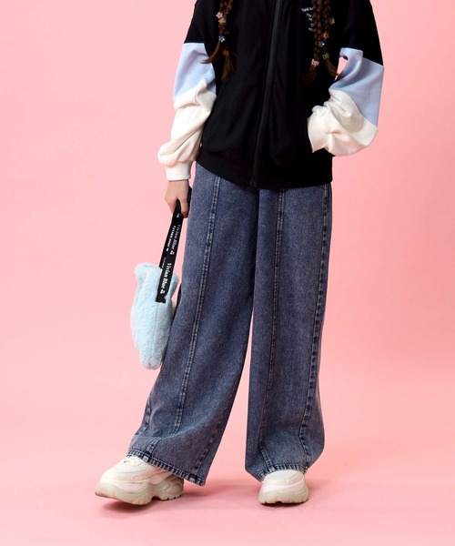 VIVIAN BLUE(ビビアンブルー)の「【VIVIAN BLUE】レースアップワイドパンツ(その他パンツ・キッズ・ダークインディゴブルー/ライトインディゴブルー・120/130/140/150)」の2枚目の写真