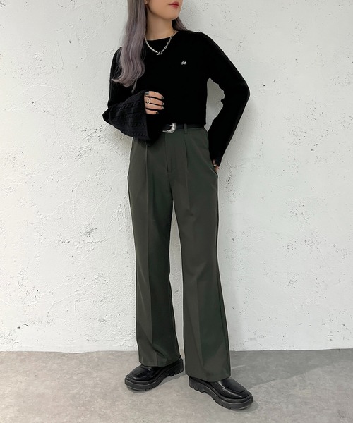 apres jour mignon(アプレジュールミニョン)の「刺繍入りケーブルニット【ZOZOTOWN限定アイテム】(ニット/セーター・レディース・モカ/アイボリー/ブラック・X-LARGE/フリー)」の17枚目の写真