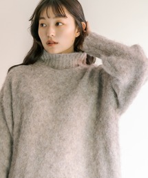 PUAL CE CIN | ワンポイントロゴ刺繍ハイネックシャギーニット(ニット/セーター)