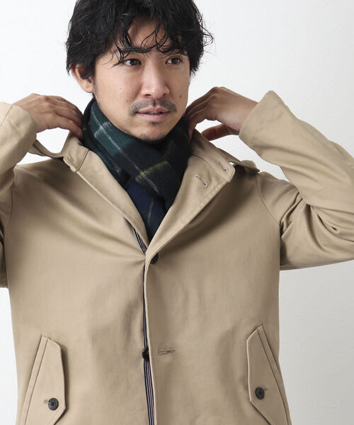 NOLLEY'S goodman(ノーリーズグッドマン)の「Wフェイスウールカシミヤチェックマフラー アラシャンカシミヤ混 30cm幅(マフラー・メンズ・ブラック/イエロー/グリーン/グレー・FREE)」の6枚目の写真