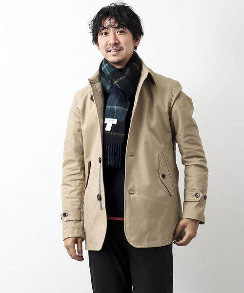 NOLLEY'S goodman(ノーリーズグッドマン)の「Wフェイスウールカシミヤチェックマフラー アラシャンカシミヤ混 30cm幅(マフラー・メンズ・ブラック/イエロー/グリーン/グレー・FREE)」の7枚目の写真