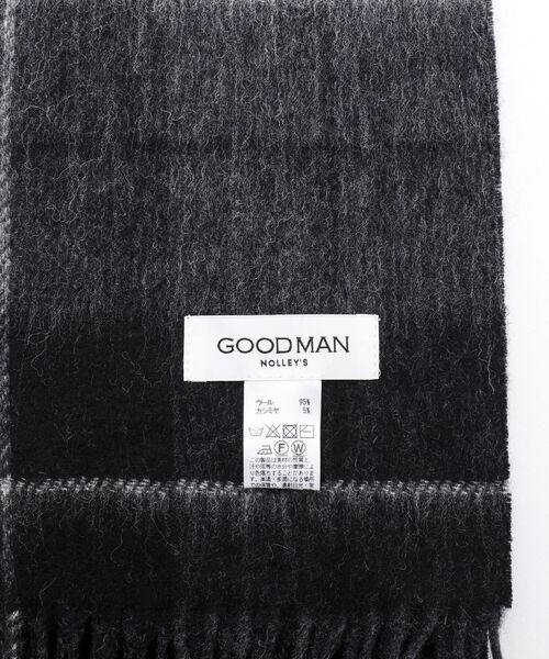 NOLLEY'S goodman(ノーリーズグッドマン)の「Wフェイスウールカシミヤチェックマフラー アラシャンカシミヤ混 30cm幅(マフラー・メンズ・ブラック/イエロー/グリーン/グレー・FREE)」の9枚目の写真