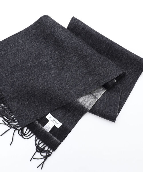 NOLLEY'S goodman(ノーリーズグッドマン)の「Wフェイスウールカシミヤチェックマフラー アラシャンカシミヤ混 30cm幅(マフラー・メンズ・ブラック/イエロー/グリーン/グレー・FREE)」の12枚目の写真