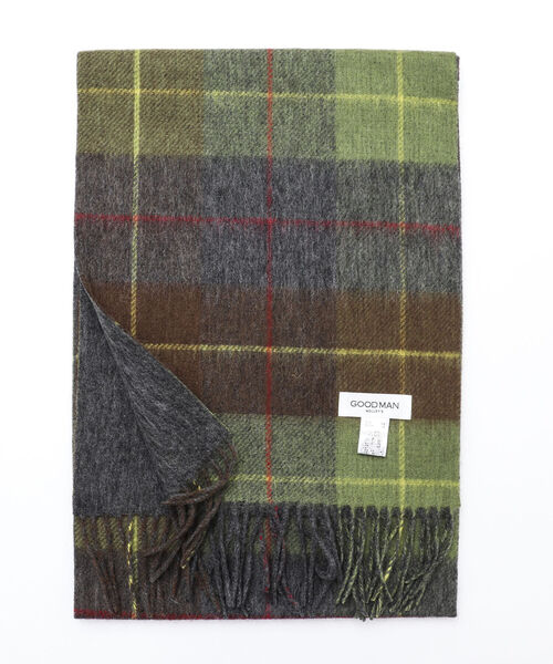 NOLLEY'S goodman(ノーリーズグッドマン)の「Wフェイスウールカシミヤチェックマフラー アラシャンカシミヤ混 30cm幅(マフラー・メンズ・ブラック/イエロー/グリーン/グレー・FREE)」の18枚目の写真