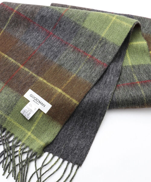 NOLLEY'S goodman(ノーリーズグッドマン)の「Wフェイスウールカシミヤチェックマフラー アラシャンカシミヤ混 30cm幅(マフラー・メンズ・ブラック/イエロー/グリーン/グレー・FREE)」の21枚目の写真