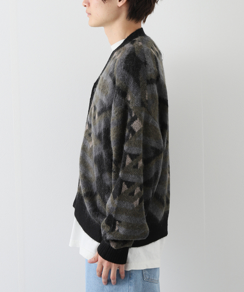Evisen Skateboards(エビセンスケートボード)の「【EVISEN / エビセン】EVIJO MOHAIR CARDIGAN(カーディガン/ボレロ・メンズ・ボルドー/ブラック・MEDIUM/LARGE)」の5枚目の写真