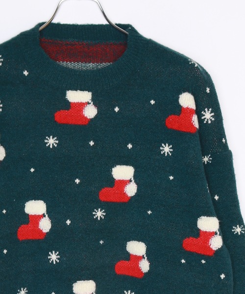 UGLY（アグリー）の「クリスマスニット ソックス柄（ニット/セーター・レディース・ダークグリーン/レッド/ブルー・FREE）」の10枚目の写真