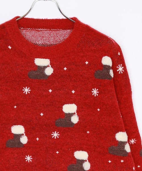 UGLY（アグリー）の「クリスマスニット ソックス柄（ニット/セーター・レディース・ダークグリーン/レッド/ブルー・FREE）」の8枚目の写真