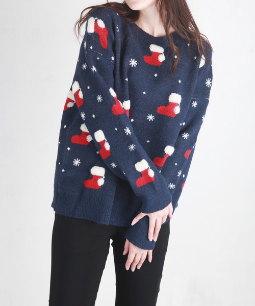 UGLY（アグリー）の「クリスマスニット ソックス柄（ニット/セーター・レディース・ダークグリーン/レッド/ブルー・FREE）」の17枚目の写真