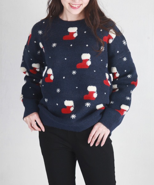 UGLY（アグリー）の「クリスマスニット ソックス柄（ニット/セーター・レディース・ダークグリーン/レッド/ブルー・FREE）」の18枚目の写真