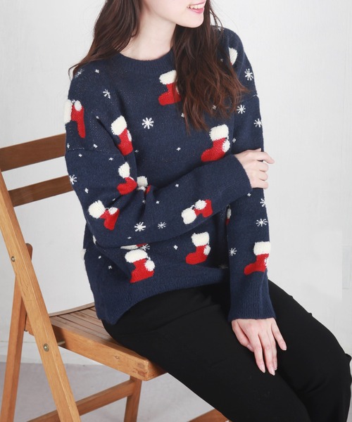 UGLY（アグリー）の「クリスマスニット ソックス柄（ニット/セーター・レディース・ダークグリーン/レッド/ブルー・FREE）」の19枚目の写真