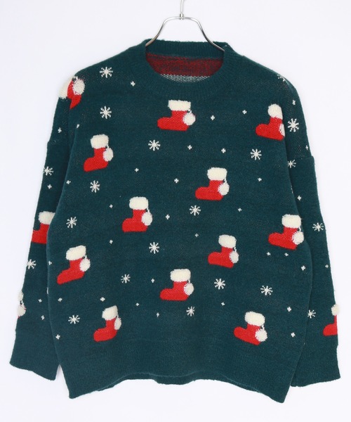 UGLY（アグリー）の「クリスマスニット ソックス柄（ニット/セーター・レディース・ダークグリーン/レッド/ブルー・FREE）」の16枚目の写真