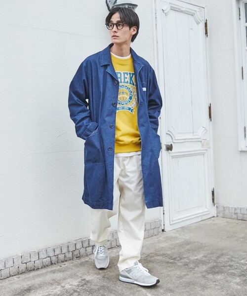 coen（コーエン）の「スプリングショップコート（ステンカラーコート・メンズ・ナチュラル/マスタード/ネイビー・S/M/L/XL）」の10枚目の写真