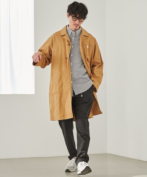 coen（コーエン）の「スプリングショップコート（ステンカラーコート・メンズ・ナチュラル/マスタード/ネイビー・S/M/L/XL）」の17枚目の写真