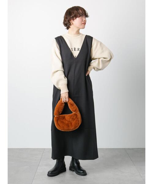 Lugnoncure（ルノンキュール）の「バックリボンキャミワンピース（ワンピース・レディース・カーキ/ブラック/ベージュ・ﾌﾘ-）」の5枚目の写真