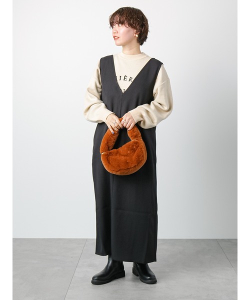 Lugnoncure（ルノンキュール）の「バックリボンキャミワンピース（ワンピース・レディース・カーキ/ブラック/ベージュ・ﾌﾘ-）」の7枚目の写真