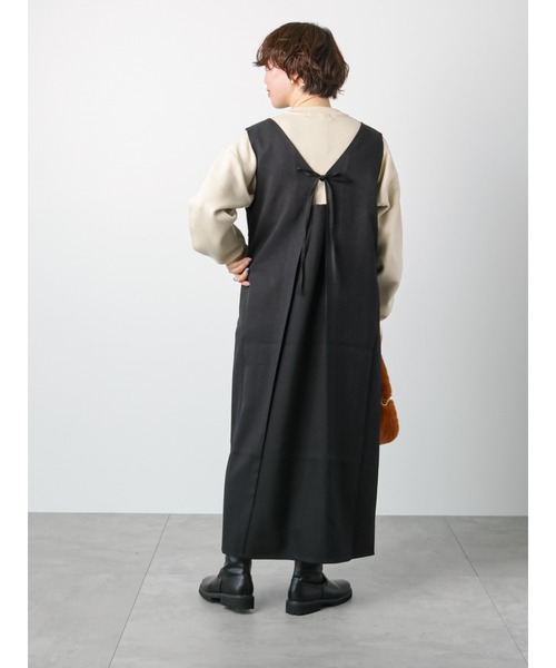 Lugnoncure（ルノンキュール）の「バックリボンキャミワンピース（ワンピース・レディース・カーキ/ブラック/ベージュ・ﾌﾘ-）」の9枚目の写真