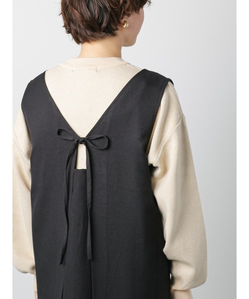 Lugnoncure（ルノンキュール）の「バックリボンキャミワンピース（ワンピース・レディース・カーキ/ブラック/ベージュ・ﾌﾘ-）」の12枚目の写真