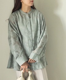 Riberry | 花柄ジャガードスタンドカラーシャツ(シャツ/ブラウス)