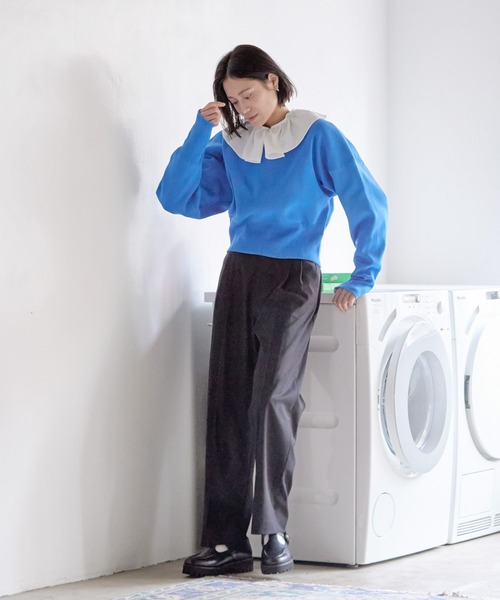 LOWRYS FARM（ローリーズファーム）の「スタイルＵＰハイウエストワイドパンツ　177914（その他パンツ・レディース・グリーン/グレー/ブラック/アイボリー・X-SMALL/SMALL/MEDIUM/LARGE）」の5枚目の写真