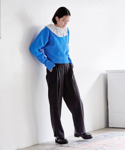 LOWRYS FARM（ローリーズファーム）の「スタイルＵＰハイウエストワイドパンツ　177914（その他パンツ・レディース・グリーン/グレー/ブラック/アイボリー・X-SMALL/SMALL/MEDIUM/LARGE）」の7枚目の写真