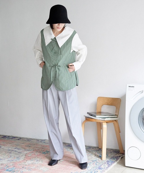 LOWRYS FARM（ローリーズファーム）の「スタイルＵＰハイウエストワイドパンツ　177914（その他パンツ・レディース・グリーン/グレー/ブラック/アイボリー・X-SMALL/SMALL/MEDIUM/LARGE）」の12枚目の写真