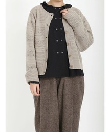 Samansa Mos2 | 透かし柄前後着ニット(ニット/セーター)
