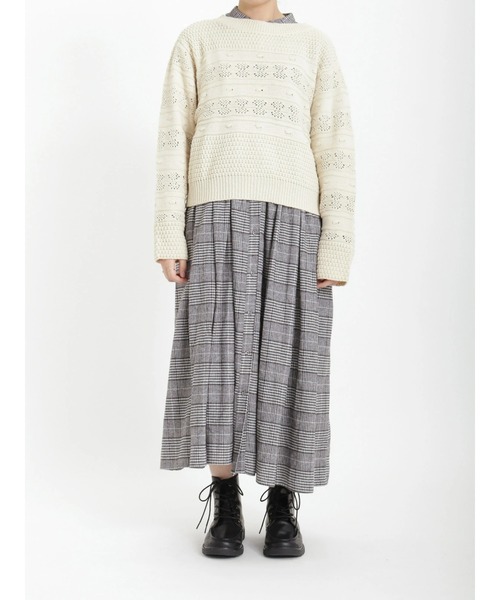 Samansa Mos2（サマンサ モスモス）の「透かし柄前後着ニット（ニット/セーター・レディース・キナリ/グレー/ベージュ・ﾌﾘ-）」の8枚目の写真