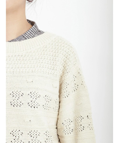 Samansa Mos2（サマンサ モスモス）の「透かし柄前後着ニット（ニット/セーター・レディース・キナリ/グレー/ベージュ・ﾌﾘ-）」の16枚目の写真