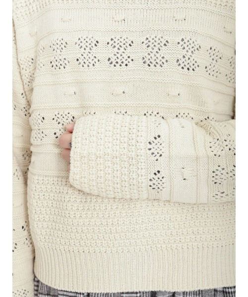 Samansa Mos2（サマンサ モスモス）の「透かし柄前後着ニット（ニット/セーター・レディース・キナリ/グレー/ベージュ・ﾌﾘ-）」の17枚目の写真