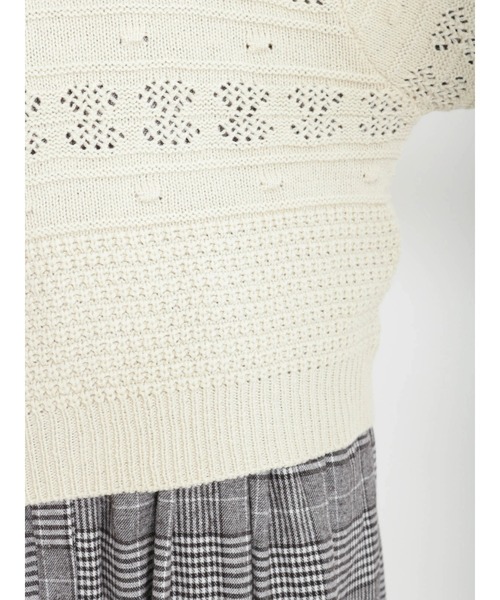 Samansa Mos2（サマンサ モスモス）の「透かし柄前後着ニット（ニット/セーター・レディース・キナリ/グレー/ベージュ・ﾌﾘ-）」の18枚目の写真