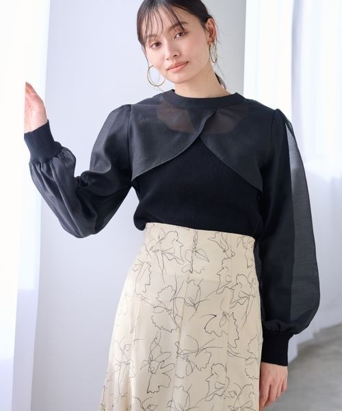 mysty woman（ミスティウーマン）の「シアーキリカエ2WAYプルオーバー