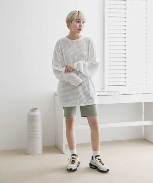 KBF（ケイビーエフ）の「シアーボーダールーズカットソー（Tシャツ/カットソー・レディース・ホワイト系その他/グリーン系その他/ブルー系その他/ピンク系その他・ONE）」の10枚目の写真