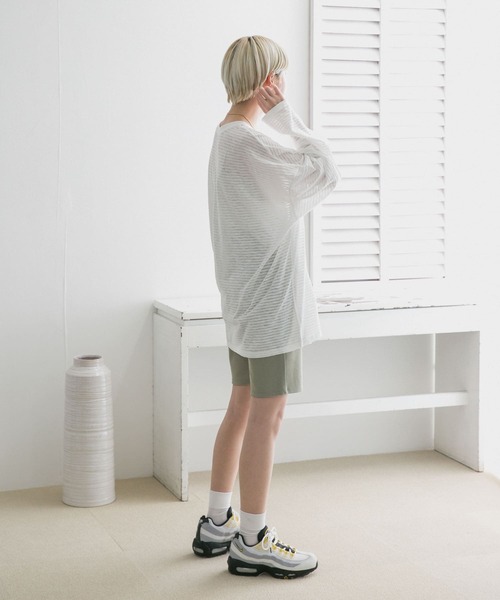 KBF（ケイビーエフ）の「シアーボーダールーズカットソー（Tシャツ/カットソー・レディース・ホワイト系その他/グリーン系その他/ブルー系その他/ピンク系その他・ONE）」の11枚目の写真