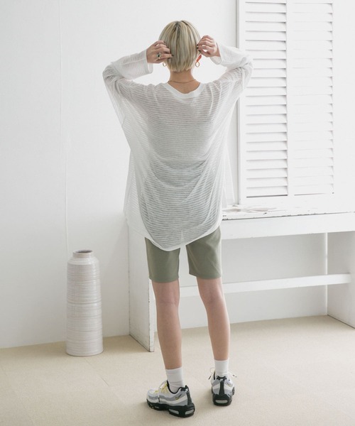 KBF（ケイビーエフ）の「シアーボーダールーズカットソー（Tシャツ/カットソー・レディース・ホワイト系その他/グリーン系その他/ブルー系その他/ピンク系その他・ONE）」の12枚目の写真