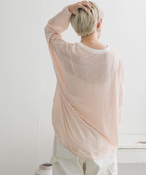 KBF（ケイビーエフ）の「シアーボーダールーズカットソー（Tシャツ/カットソー・レディース・ホワイト系その他/グリーン系その他/ブルー系その他/ピンク系その他・ONE）」の15枚目の写真