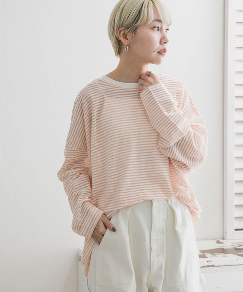 KBF（ケイビーエフ）の「シアーボーダールーズカットソー（Tシャツ/カットソー・レディース・ホワイト系その他/グリーン系その他/ブルー系その他/ピンク系その他・ONE）」の16枚目の写真