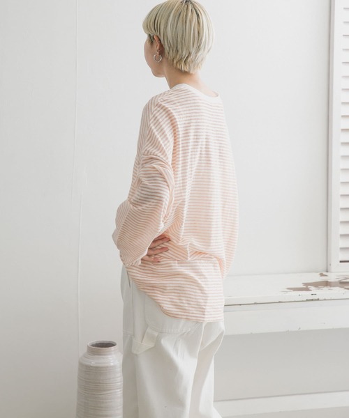 KBF（ケイビーエフ）の「シアーボーダールーズカットソー（Tシャツ/カットソー・レディース・ホワイト系その他/グリーン系その他/ブルー系その他/ピンク系その他・ONE）」の17枚目の写真