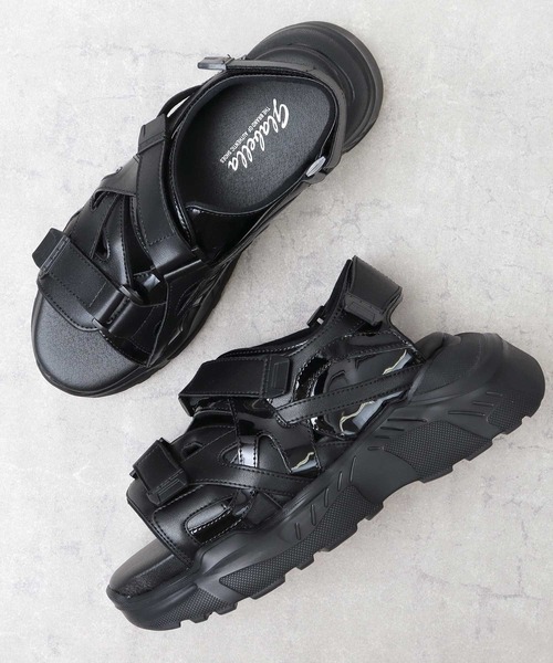 glabella（グラベラ）の「超厚底 チャンキーソール スポーツモード ストラップサンダル / ハイソール ダッド シューズ / 厚底 フェイクレザーサンダル（サンダル・メンズ・ブラック・L/M/S）」の7枚目の写真
