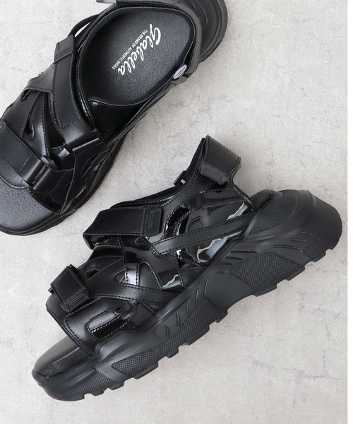 glabella（グラベラ）の「超厚底 チャンキーソール スポーツモード ストラップサンダル / ハイソール ダッド シューズ / 厚底 フェイクレザーサンダル（サンダル・メンズ・ブラック・L/M/S）」の12枚目の写真