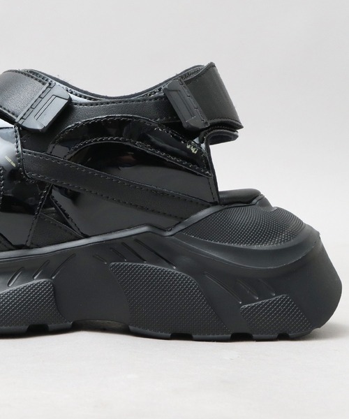 glabella（グラベラ）の「超厚底 チャンキーソール スポーツモード ストラップサンダル / ハイソール ダッド シューズ / 厚底 フェイクレザーサンダル（サンダル・メンズ・ブラック・L/M/S）」の16枚目の写真