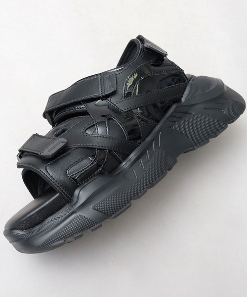 glabella（グラベラ）の「超厚底 チャンキーソール スポーツモード ストラップサンダル / ハイソール ダッド シューズ / 厚底 フェイクレザーサンダル（サンダル・メンズ・ブラック・L/M/S）」の18枚目の写真