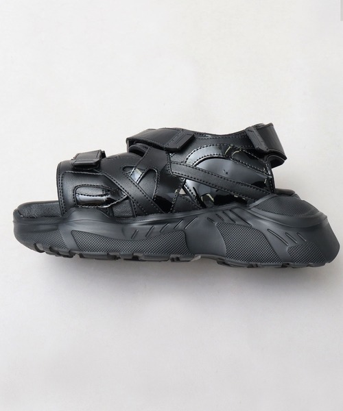 glabella（グラベラ）の「超厚底 チャンキーソール スポーツモード ストラップサンダル / ハイソール ダッド シューズ / 厚底 フェイクレザーサンダル（サンダル・メンズ・ブラック・L/M/S）」の17枚目の写真