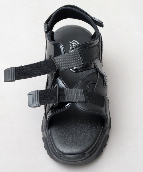 glabella（グラベラ）の「超厚底 チャンキーソール スポーツモード ストラップサンダル / ハイソール ダッド シューズ / 厚底 フェイクレザーサンダル（サンダル・メンズ・ブラック・L/M/S）」の20枚目の写真