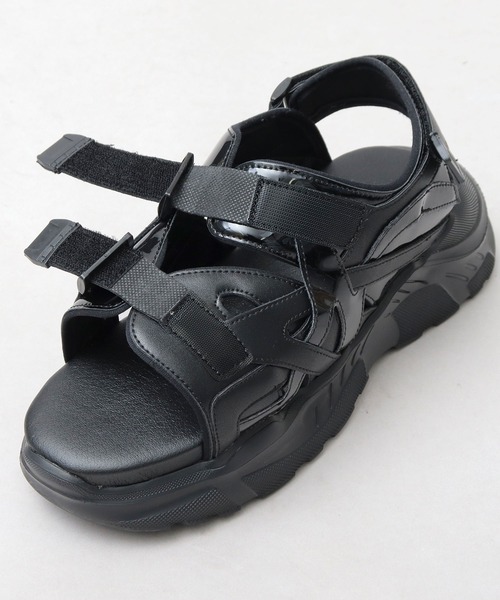 glabella（グラベラ）の「超厚底 チャンキーソール スポーツモード ストラップサンダル / ハイソール ダッド シューズ / 厚底 フェイクレザーサンダル（サンダル・メンズ・ブラック・L/M/S）」の21枚目の写真