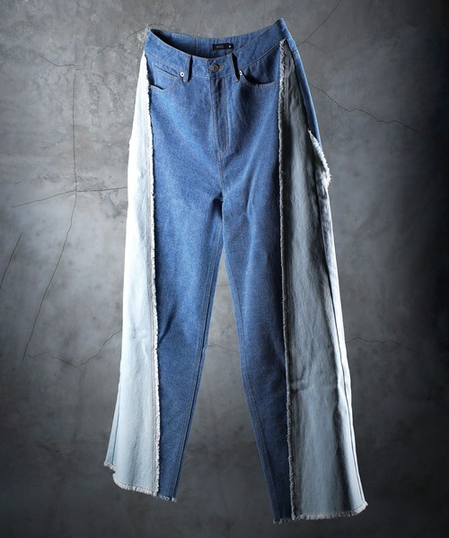 ベアトリス　フリンジストレートデニム　ジーパン　Gパン　ストレッチデニム　E37406　あすつく　送料無料　BEATRICE　新作秋冬物　ファスサンファール