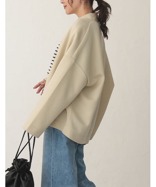 Re:EDIT（リエディ）の「Vネックノーカラーコクーンジップジャケット