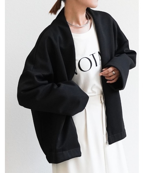 Re:EDIT（リエディ）の「Vネックノーカラーコクーンジップジャケット