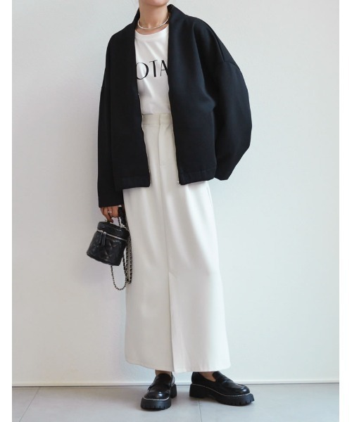 Re:EDIT（リエディ）の「Vネックノーカラーコクーンジップジャケット