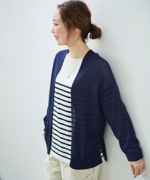 le.coeur blanc(ルクールブラン)の「カシリーレーヨン長袖カーディガン(カーディガン/ボレロ・レディース・ライトグレー/ネイビー/ライトグリーン/モカ・38)」の1枚目の写真